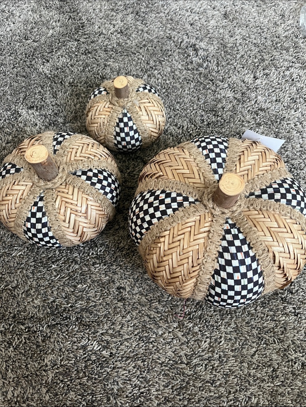 Mackenzie-Childs set of 3 pumpkins. New.  Small, medium and large.  Great decor.